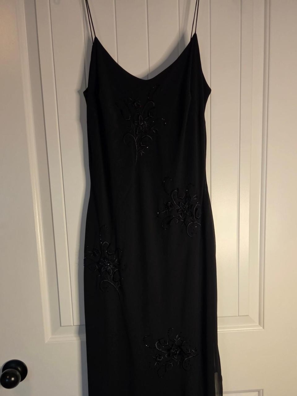 Black Beaded Slip Dress - Women's Elegant Evening Dress